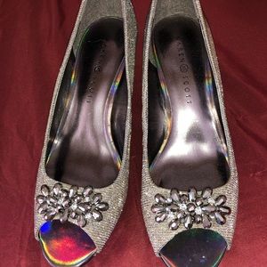 Peep toe hologram shine high heels new in box size 9.5M classy style